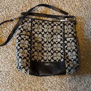 Coach Black and Tan Signature Shoulder Bag